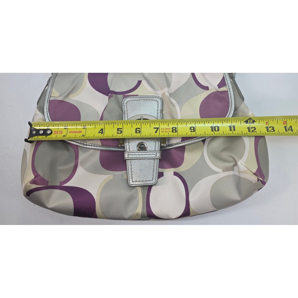 Coach Soho Optic Art Purple Silver Metallic Leather Shoulder Bag F17404 - Picture 7 of 9